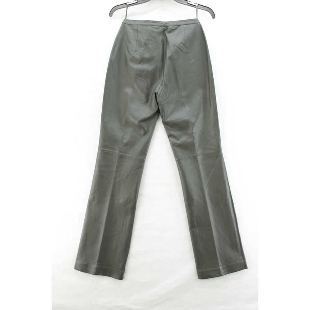 NEW  Newport News Soft Leather 2 Piece Pant Suit Womens Sz 4 Gray Green Biker - Picture 13 of 16